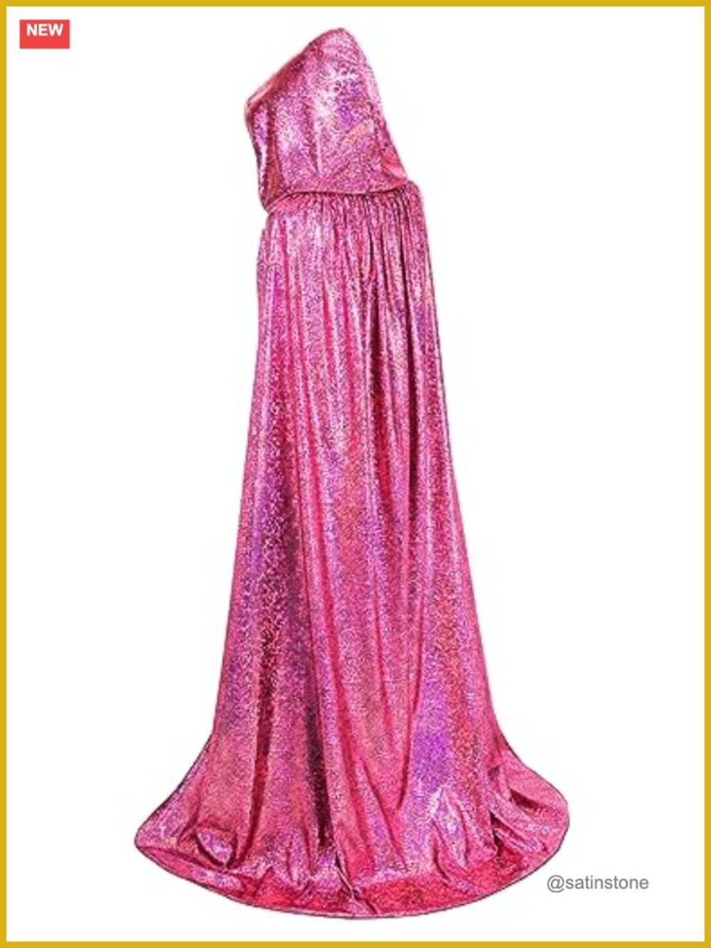 Sequin Hooded Cape Full Length Glitter Cloak Party Costume